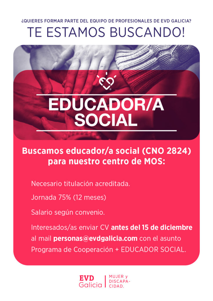 Oferta de empleo en EVD Galicia en Mos de Educador Social