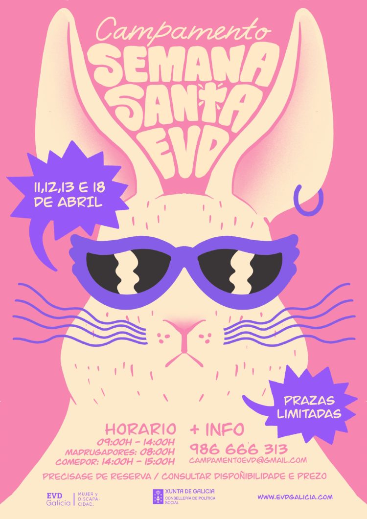 Cartel Campamento de Semana Santa para niños y niñas en EVD Galicia en Crecente